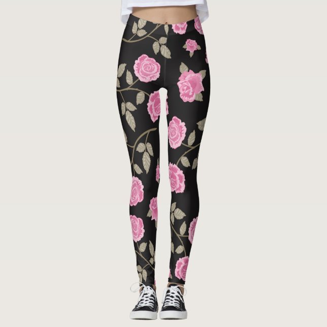 Legging Pernas femininas rosa rosa rosa (Frente)