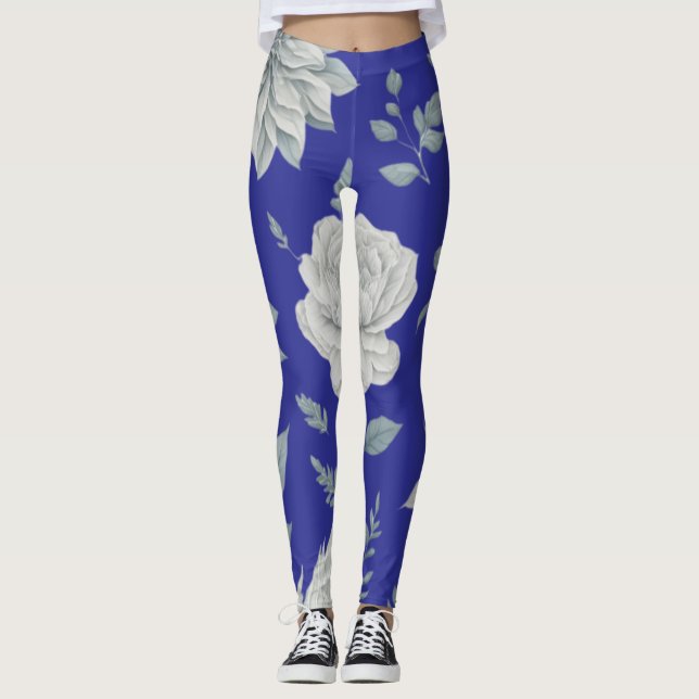 Legging Pernas Florais Azuis (Frente)