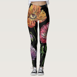 Legging Pernas Florais De Aquarela Laranja Grande