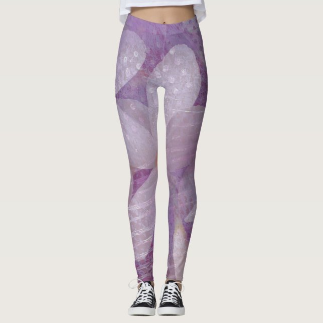 Legging Pernas Florais de lavanda e Abstrato (Frente)