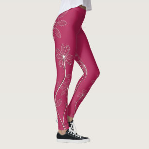 Legging Pernas Florais Fuchsia Wine