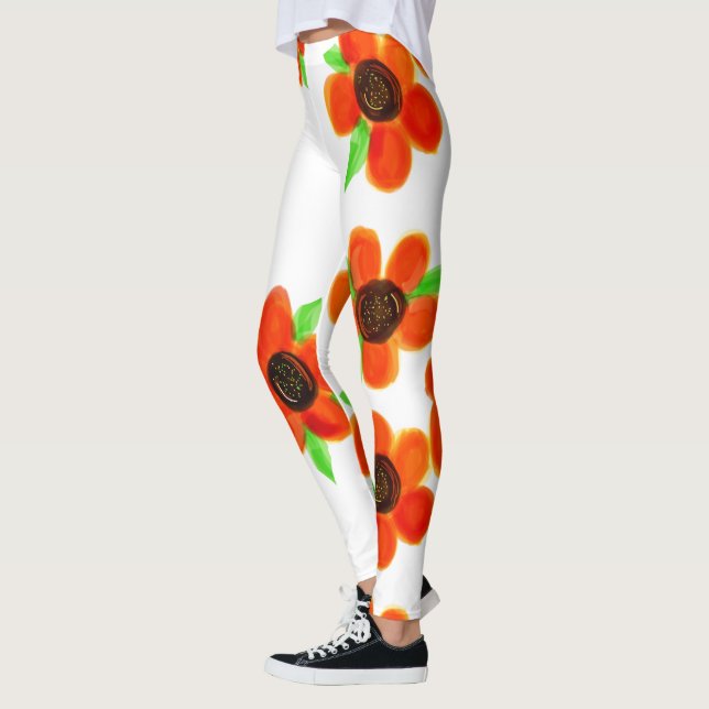 Legging Pernas Florais Laranja (Esquerda)