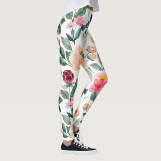 Legging Pernas Florais Modernas De Rosas Rosa Escamosas