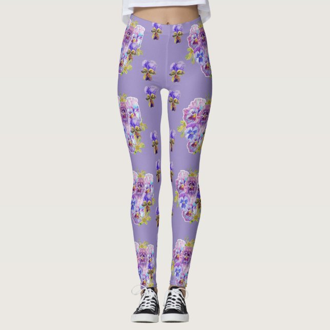 Legging Pernas Florais Pansy, Lavanda chique (Frente)