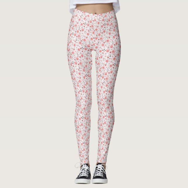 Legging Pernas Florais Rosa-Abstrato para-Rapariga para Mu (Frente)