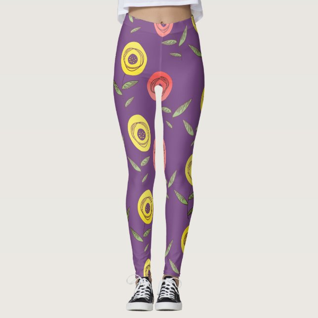 Legging Pernas Florais Roxas (Frente)