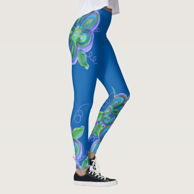 Legging Pernas Flores Azuis (Direita)
