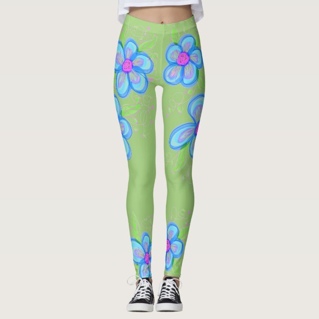 Legging Pernas Flores Rosa (Frente)
