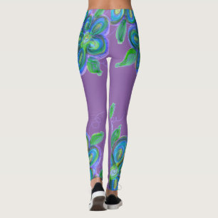 Legging Pernas Flores Roxas