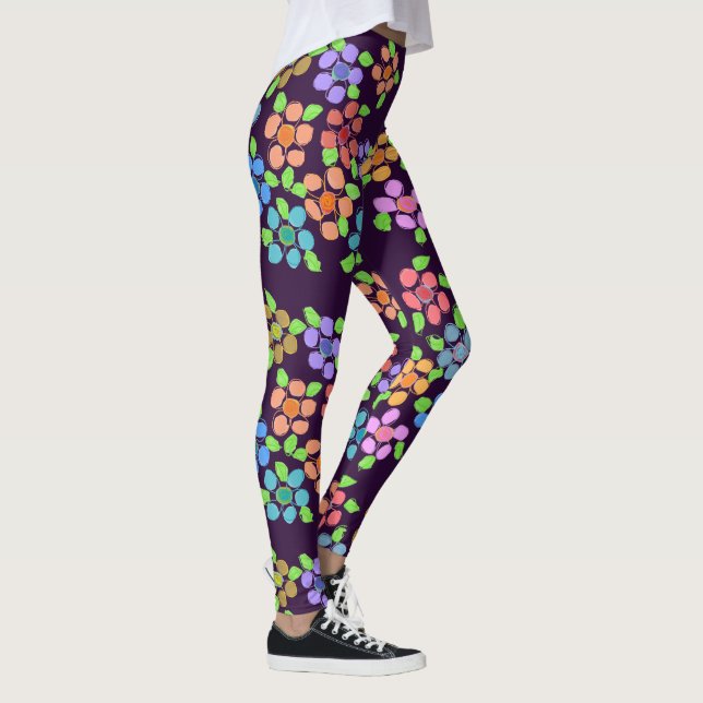 Legging Pernas Flores Roxas Escuras (Direita)
