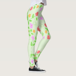 Legging Pernas Flores Verdes Claras