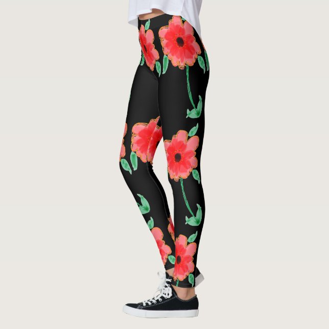 Legging Pernas Flores Vermelhas (Esquerda)
