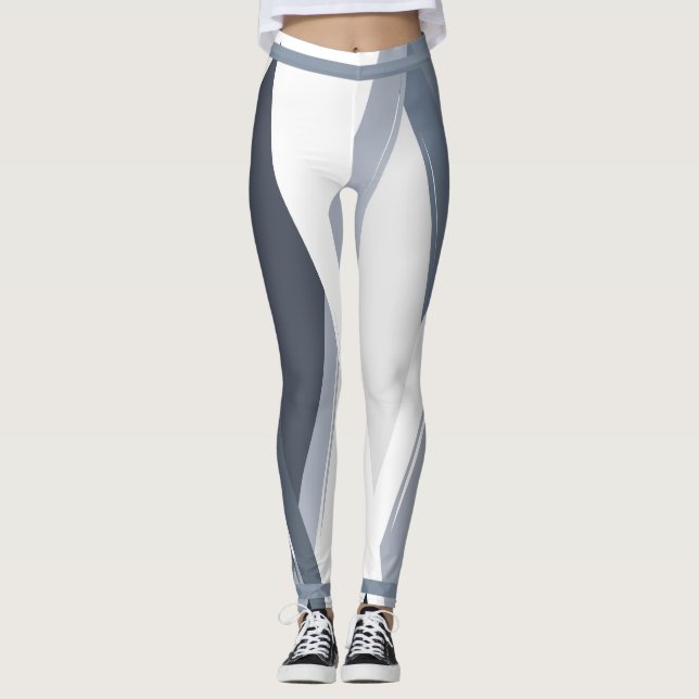 Legging Pernas Geométricas das Cinzas de Prata (Frente)