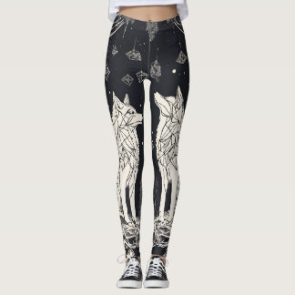 Legging Pernas Geométricas do Lobo Negro e Branco