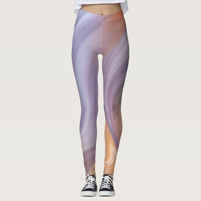 Legging Pernas impressão de arte de laranja púrpura (Frente)