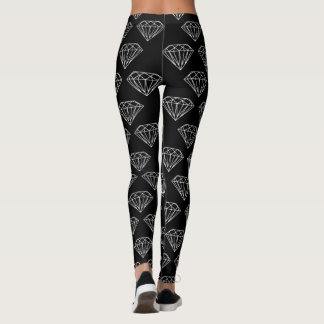 Legging Pernas impressão de gemstone de diamante branco pr