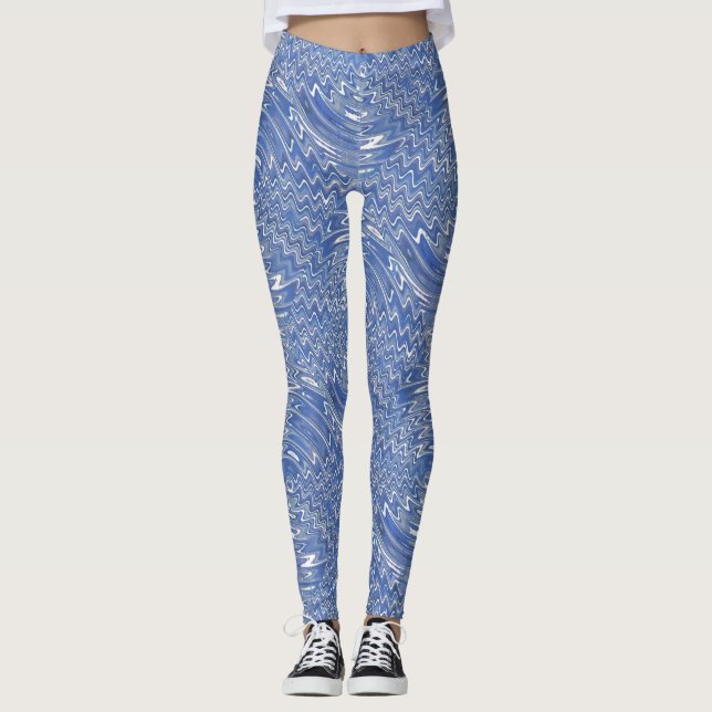 Legging Pernas impressão psíquicas azuis (Frente)