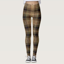 Legging Pernas laranja e castanho de Xadrez