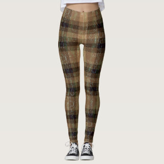 Legging Pernas laranja e castanho de Xadrez