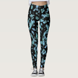 Legging Pernas legal roxas e azuis com flocos de neve