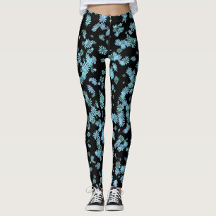 Legging Pernas legal roxas e azuis com flocos de neve