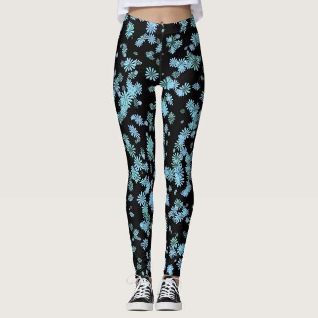 Legging Pernas legal roxas e azuis com flocos de neve (Frente)