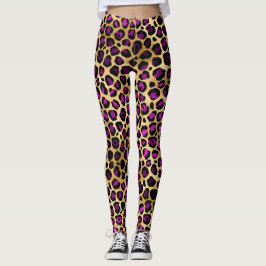 Legging Pernas-leopardo Douradas