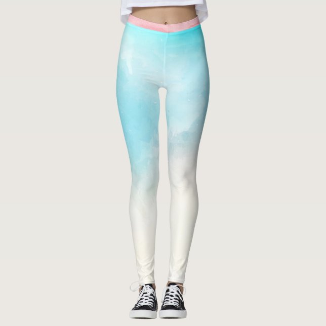 Legging Pernas Malhações cor-de-rosa e azul de algodão doc (Frente)