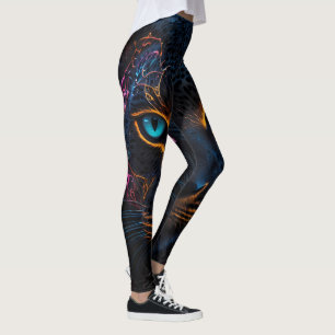 Legging Pernas Negras Neon Leopard