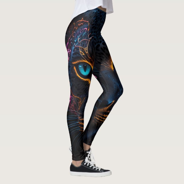 Legging Pernas Negras Neon Leopard (Direita)