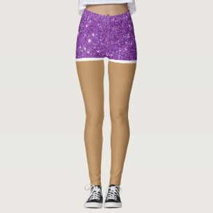 Legging Pernas Perfeitas em Shorts de Brilho Falso Roxo