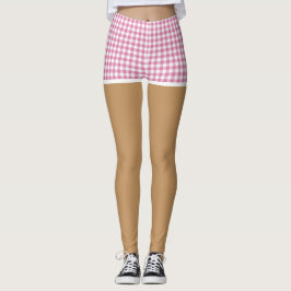 Legging Pernas Perfeitas em Shorts Xadrez Rosa