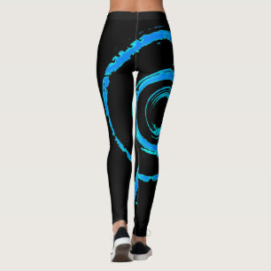 Legging Pernas por todo o Impressão com espiral azul em pr