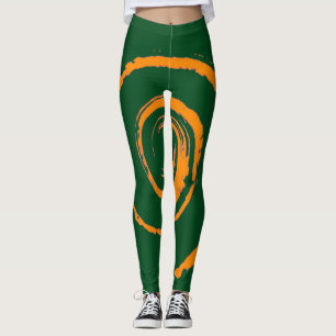 Legging Pernas por todo o Impressão com espiral laranja