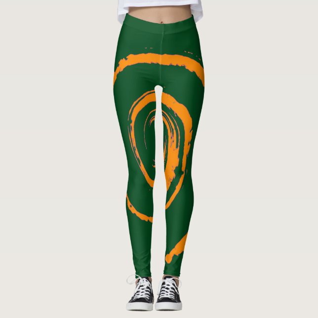 Legging Pernas por todo o Impressão com espiral laranja (Frente)