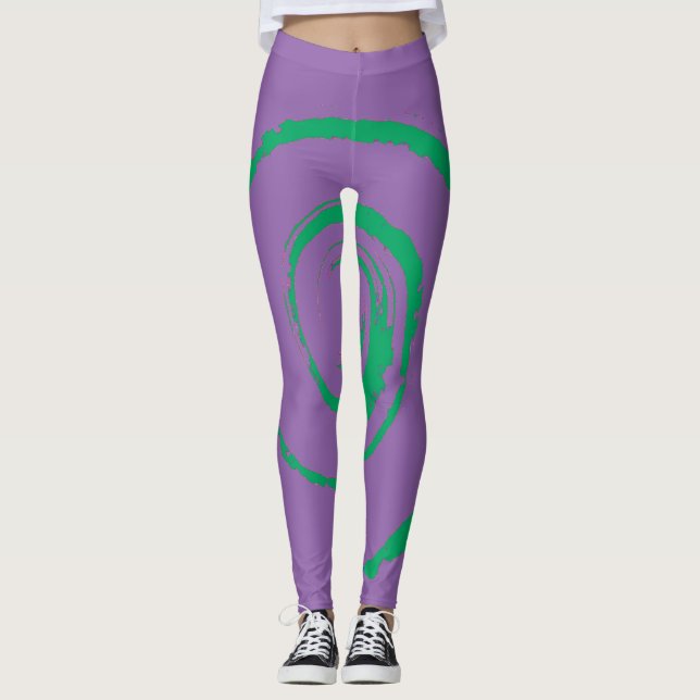 Legging Pernas por todo o Impressão com espiral verde (Frente)