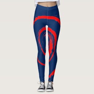 Legging Pernas por todo o Impressão com espiral vermelha