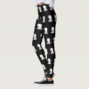 Legging Pernas predefinidas de peças de xadrez, brancas e