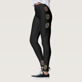 Legging Pernas pretas com belos design florais
