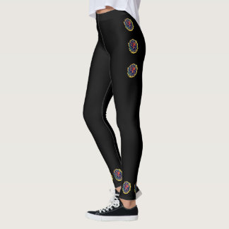Legging Pernas pretas com belos design florais