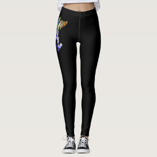 Legging Pernas Pretas com Borboleta Monarca