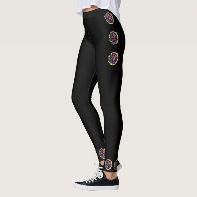 Legging Pernas pretas com design floral 2 (Esquerda)