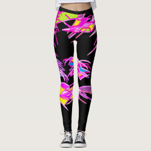Legging Pernas pretas com designs roxas mistas