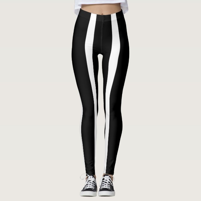 Legging Pernas pretas e brancas de grandes tiras (Frente)
