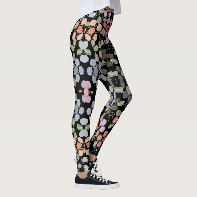 Legging Pernas Pretas Flores na moda (Direita)