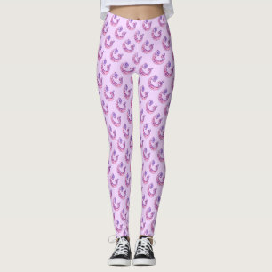 Legging Pernas púrpuras, com um monograma, de cor rosa