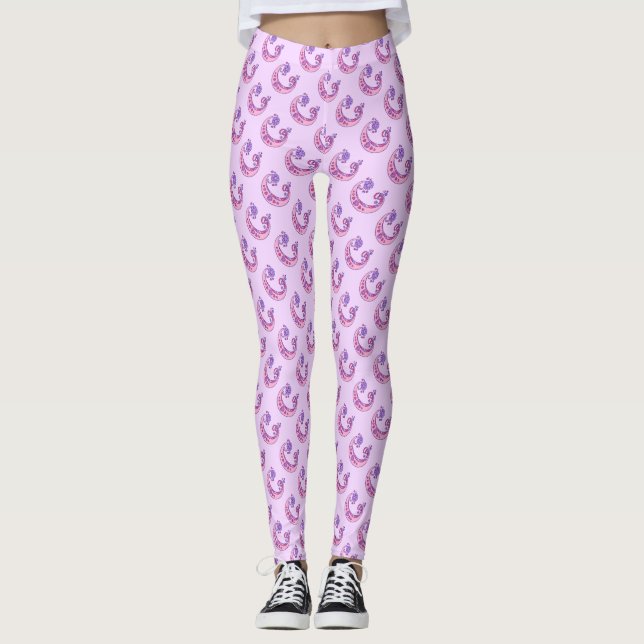 Legging Pernas púrpuras, com um monograma, de cor rosa (Frente)