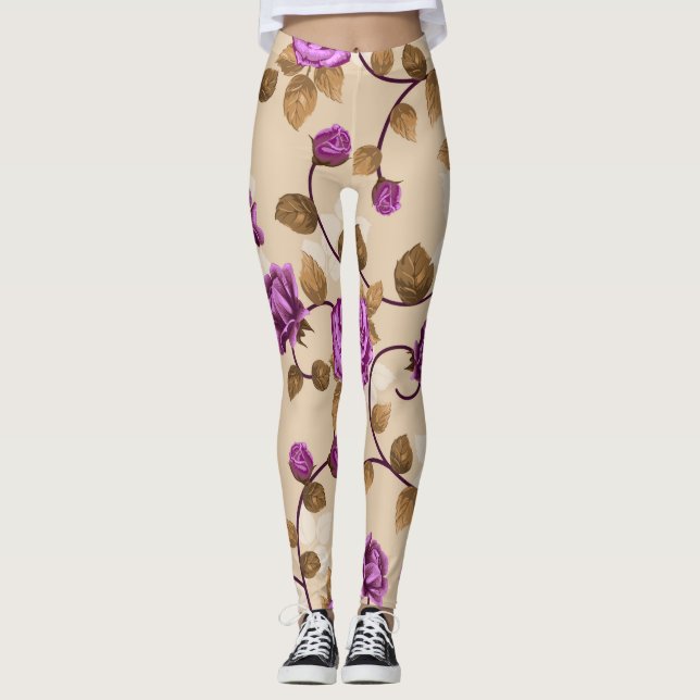 Legging Pernas Rosas roxas (Frente)