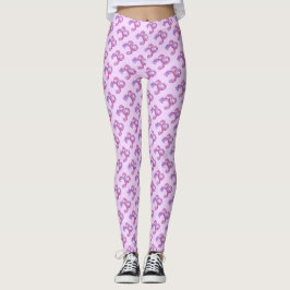 Legging Pernas roxas, com um monograma, cor-de-rosa