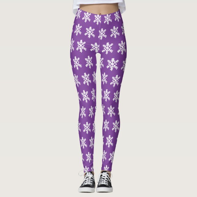 Legging Pernas roxas em flocos de neve (Frente)